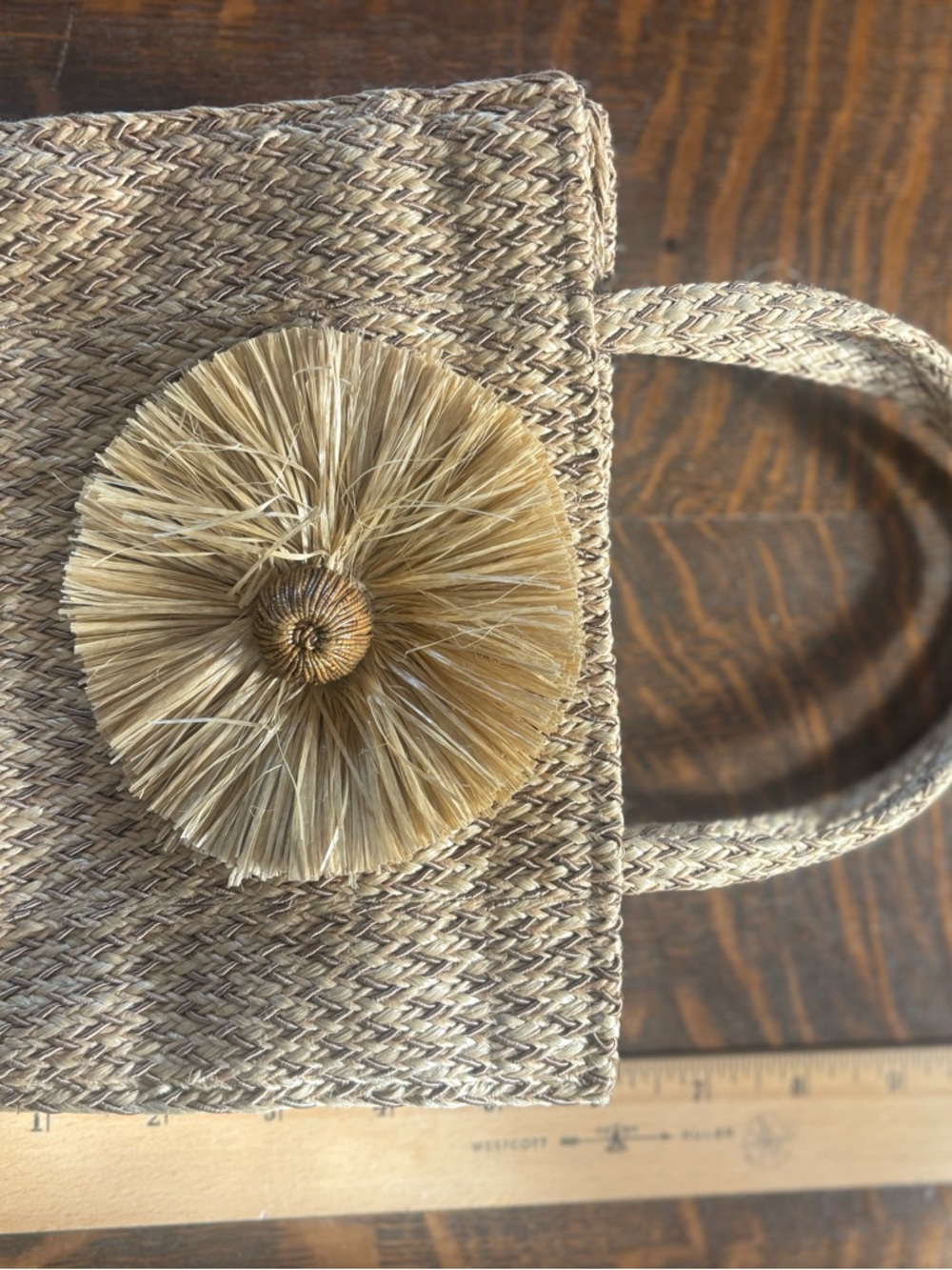 Woven Raffia Mini Tote in Natural - Picture 7 of 7